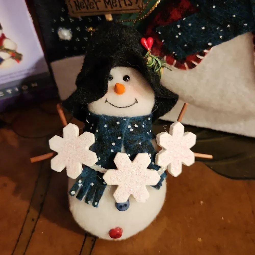 Holiday Classics Snowman Ornaments Set of 6 Decorative Storage Bin 2004